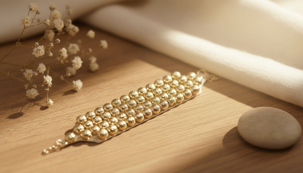 Gold Beaded Statement Bracelet - Charming Charlie