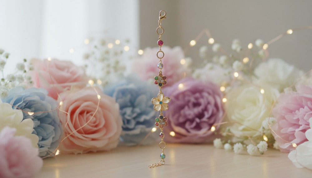Floral Gemstone Bracelet with Pastel Blooms - Charming Charlie