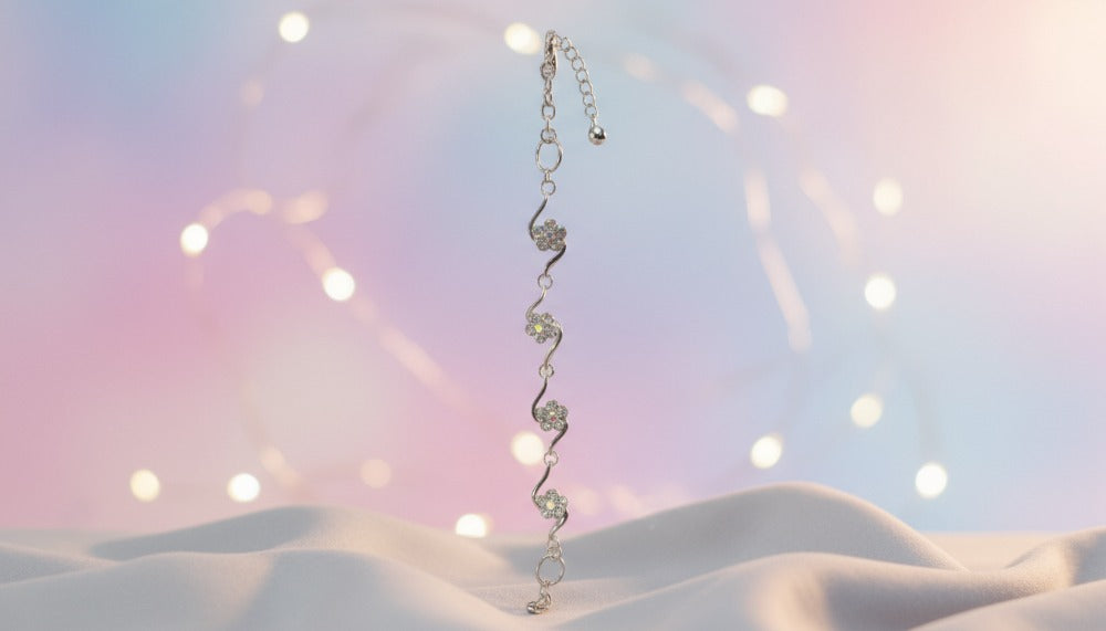 Delicate Floral Silver Bracelet - Charming Charlie