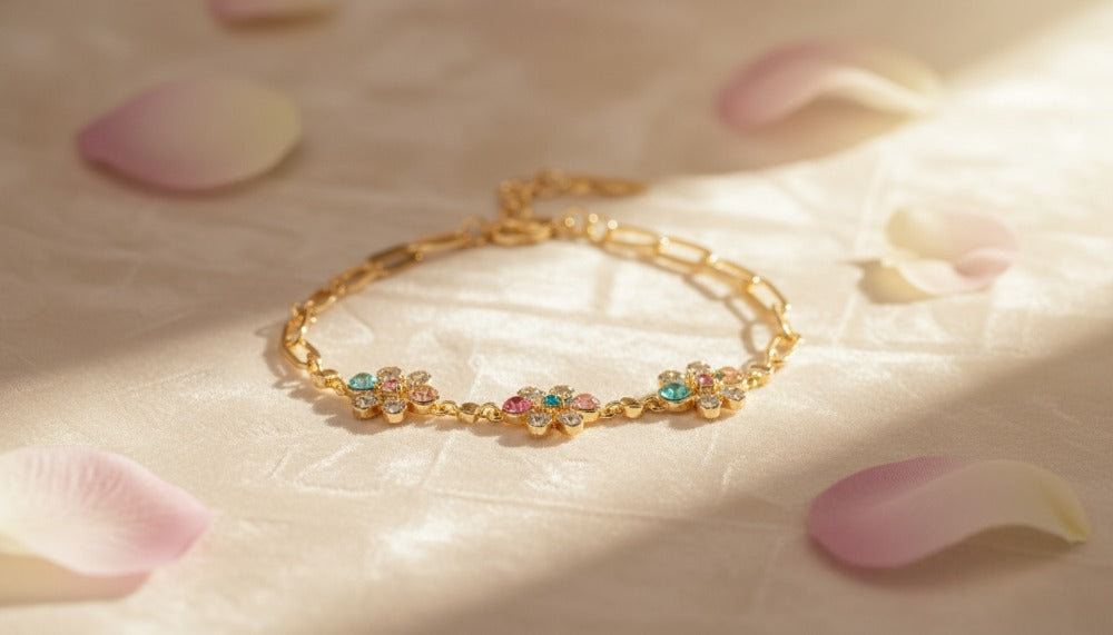 Colorful Floral Gold Bracelet - Charming Charlie