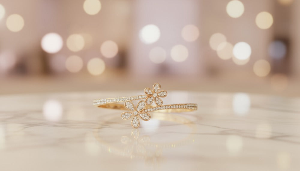 Sparkling Floral Gold Bangle - Charming Charlie