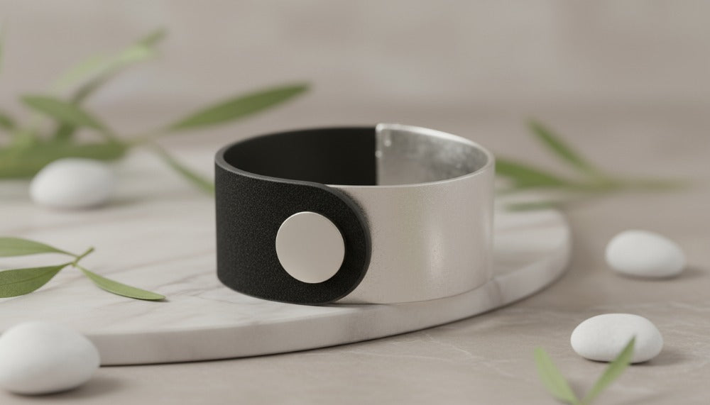 Sleek Black and Silver Cuff Bracelet - Charming Charlie