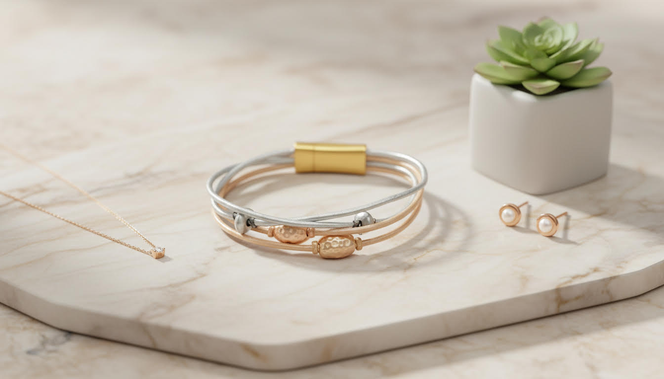 Tri-Tone Bracelet with Gold and Silver Accents - Charming Charlie