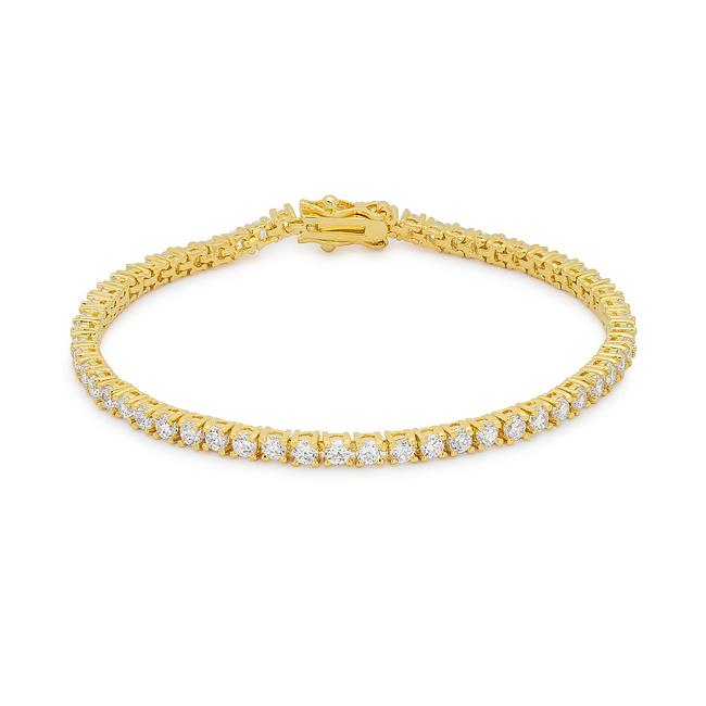 Goldtone Finish Victorian Cubic Zirconia Tennis 8 Inch Bracelet - Charming Charlie