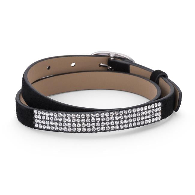 Stylish Black Colored Wrap Bracelet with Crystals - Charming Charlie