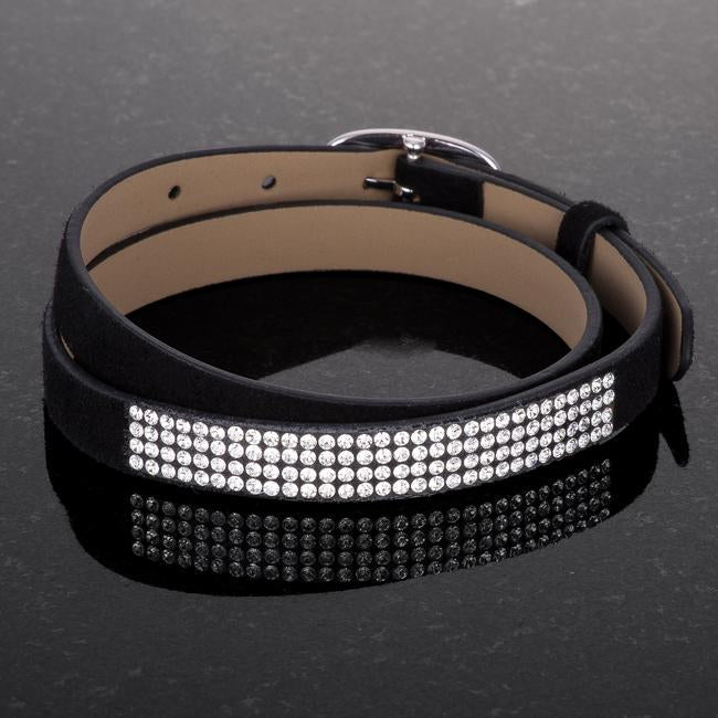 Stylish Black Colored Wrap Bracelet with Crystals - Charming Charlie