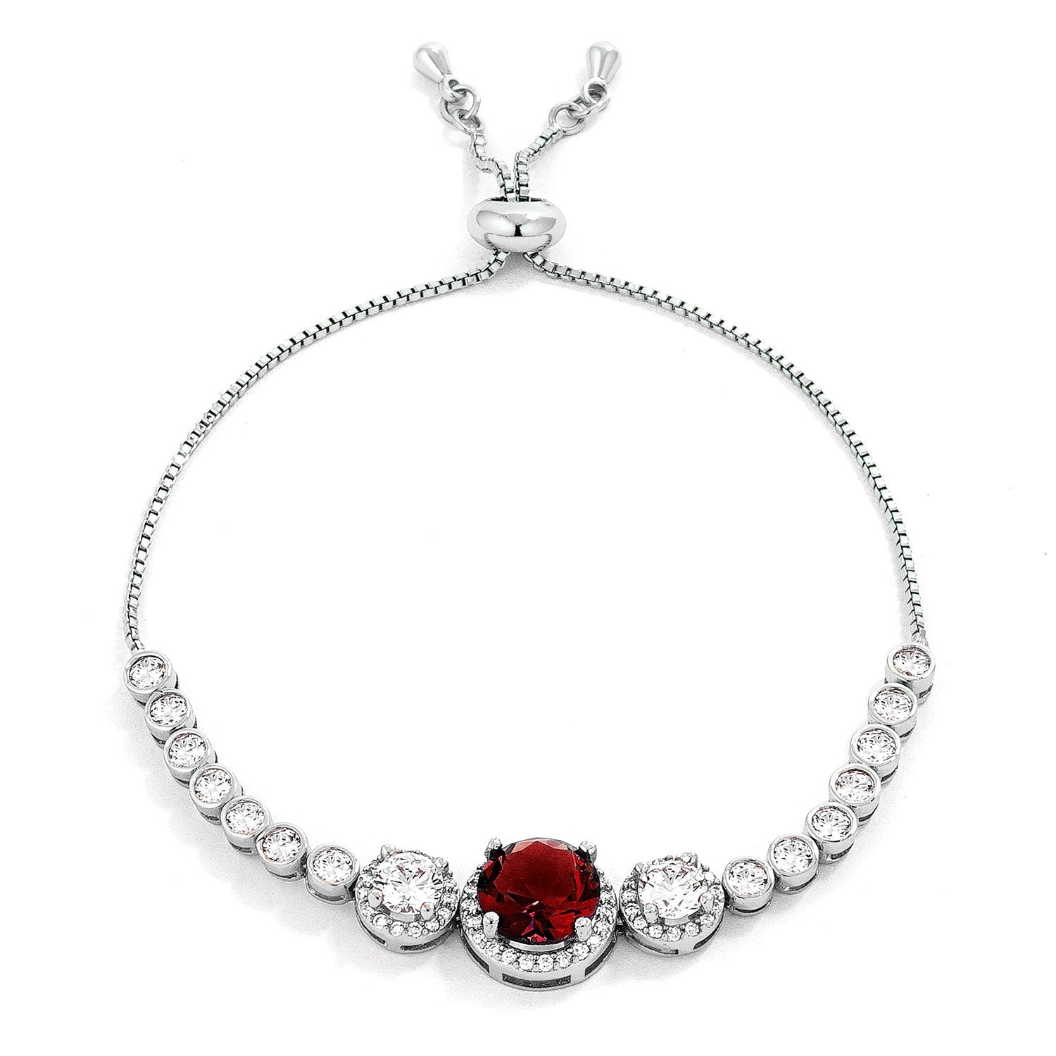 Deep Red and Clear CZ Bolo Style Tennis Bracelet - Charming Charlie
