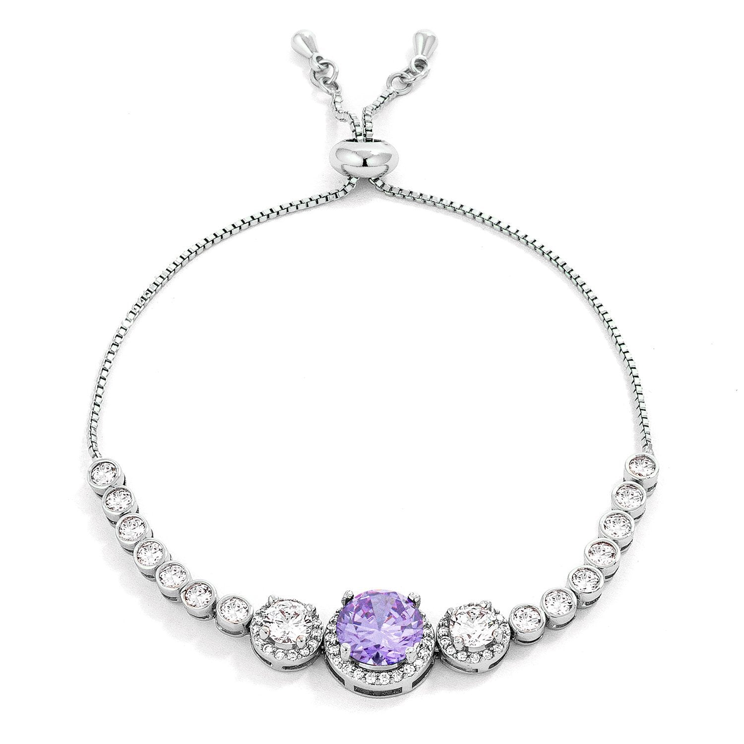 Graduated Lavender & Clear CZ Bolo Style Tennis Bracelet - Charming Charlie