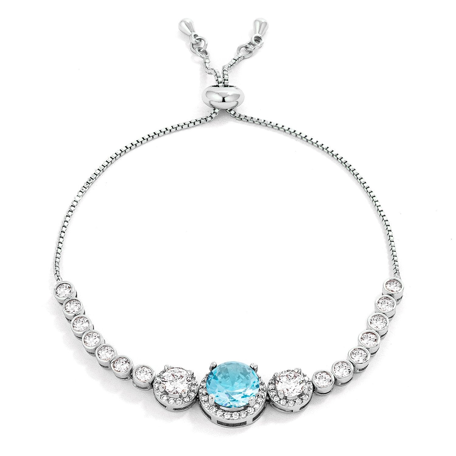 Graduated Light Aqua & Clear CZ Bolo Style Tennis Bracelet - Charming Charlie