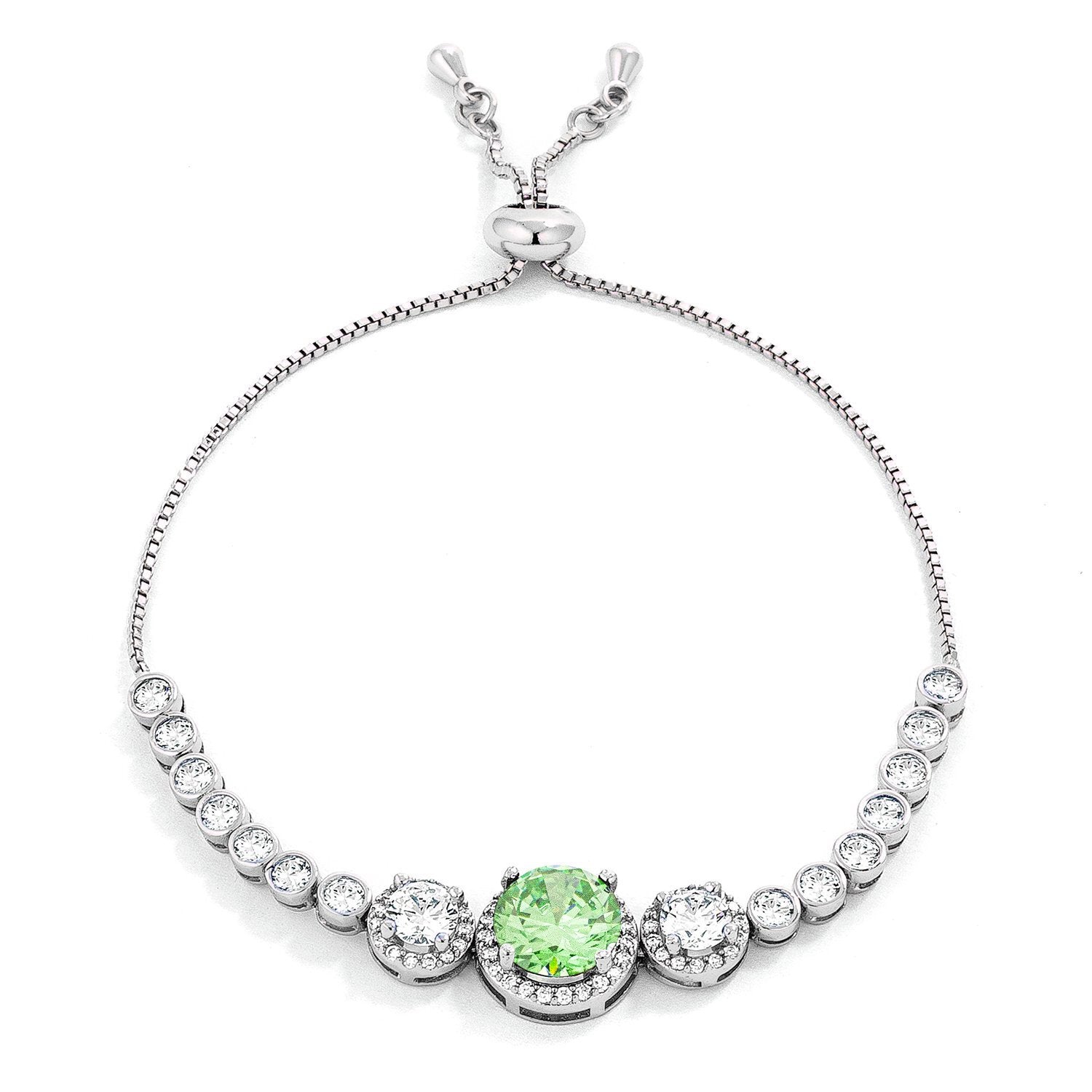 Adjustable Light Green & Clear CZ Bolo Style Tennis Bracelet - Charming Charlie