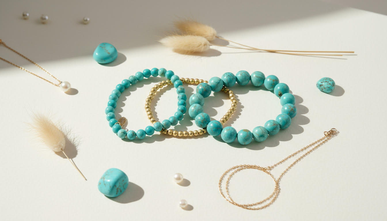 Turquoise and Gold Beaded Bracelet - Charming Charlie