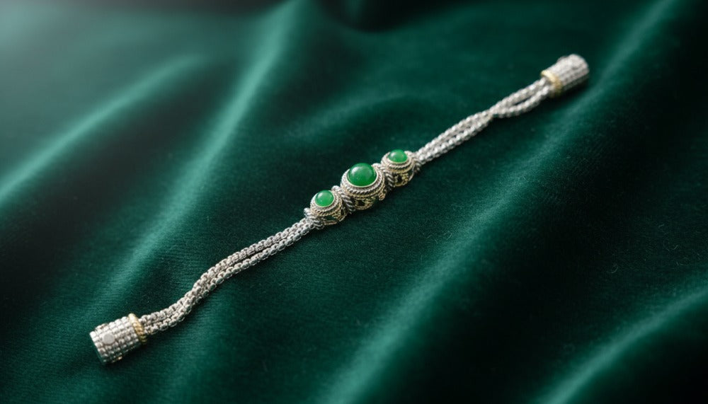 Silver Bracelet with Green Gemstone Accents - Charming Charlie