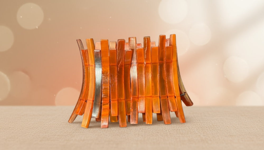 Rustic Amber-Toned Horn Cuff Bracelet - Charming Charlie