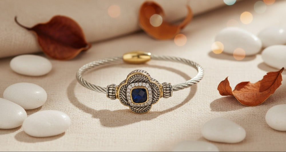 Vintage-Style Sapphire Centerpiece Bracelet - Charming Charlie
