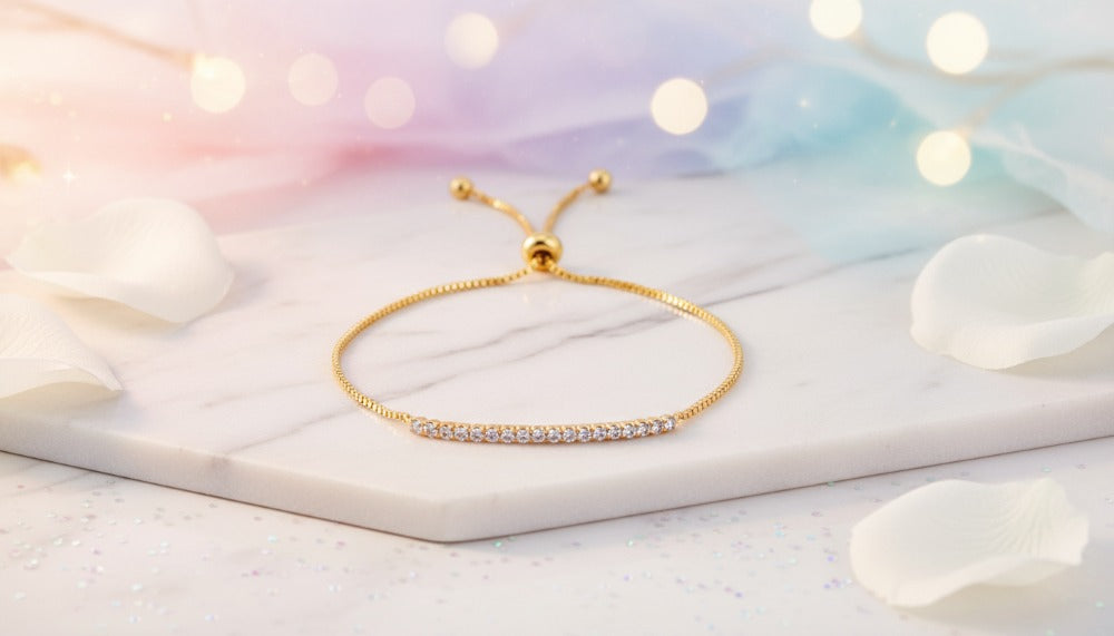 Gold Bracelet with Sparkling Diamond Bar - Charming Charlie