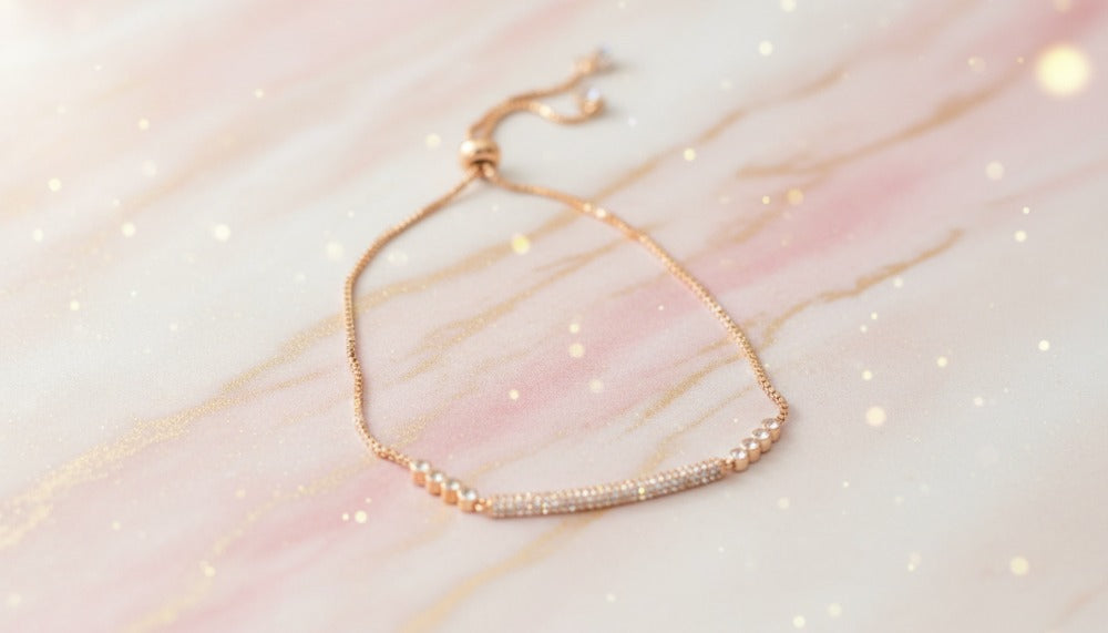 Rose Gold Bracelet with Shimmering Diamond Accents - Charming Charlie