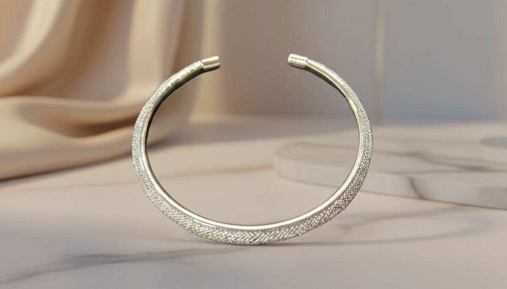 Refined Silver-Textured Open Cuff Bracelet - Charming Charlie
