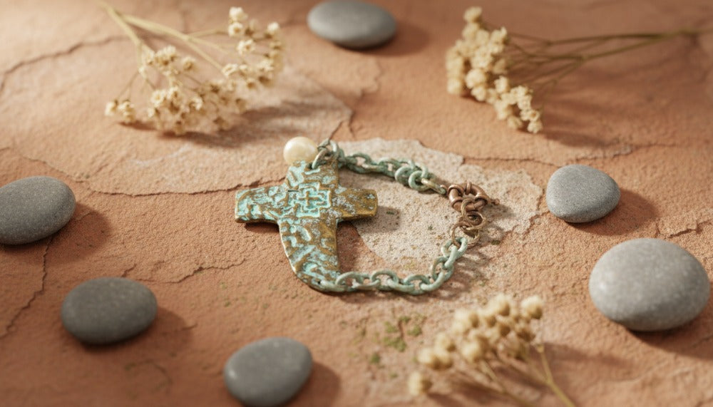 Turquoise Cross Bracelet with Pearl Charm - Charming Charlie
