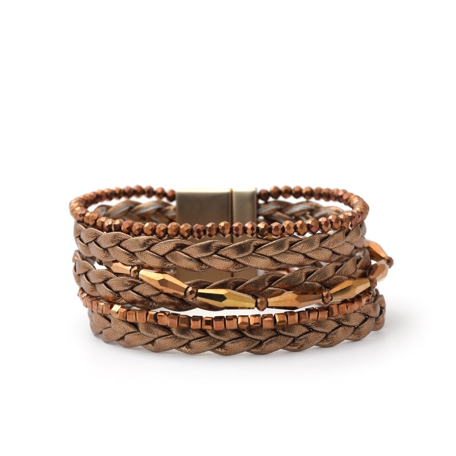 Braided and Beaded Wide Magnetic Bracelet - Charming Charlie