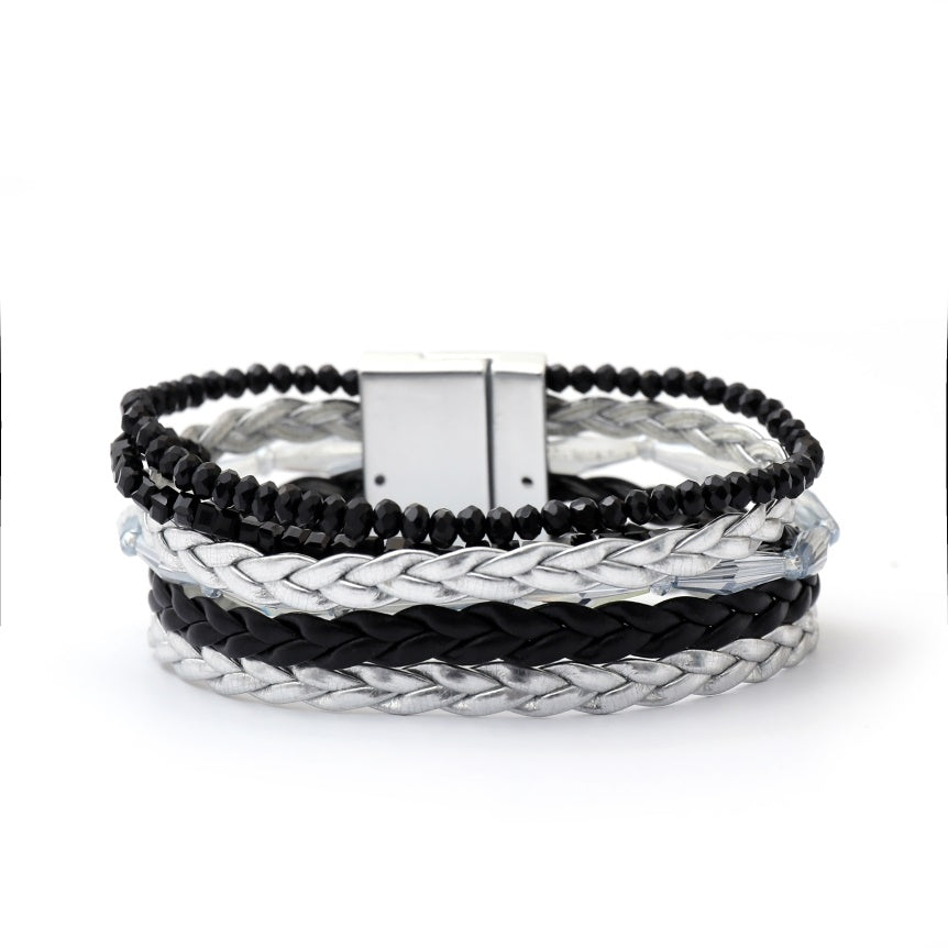 Braided and Beaded Wide Magnetic Bracelet - Charming Charlie