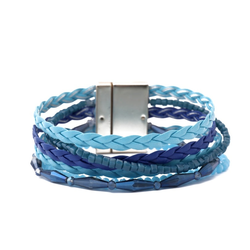 Braided and Beaded Wide Magnetic Bracelet - Charming Charlie