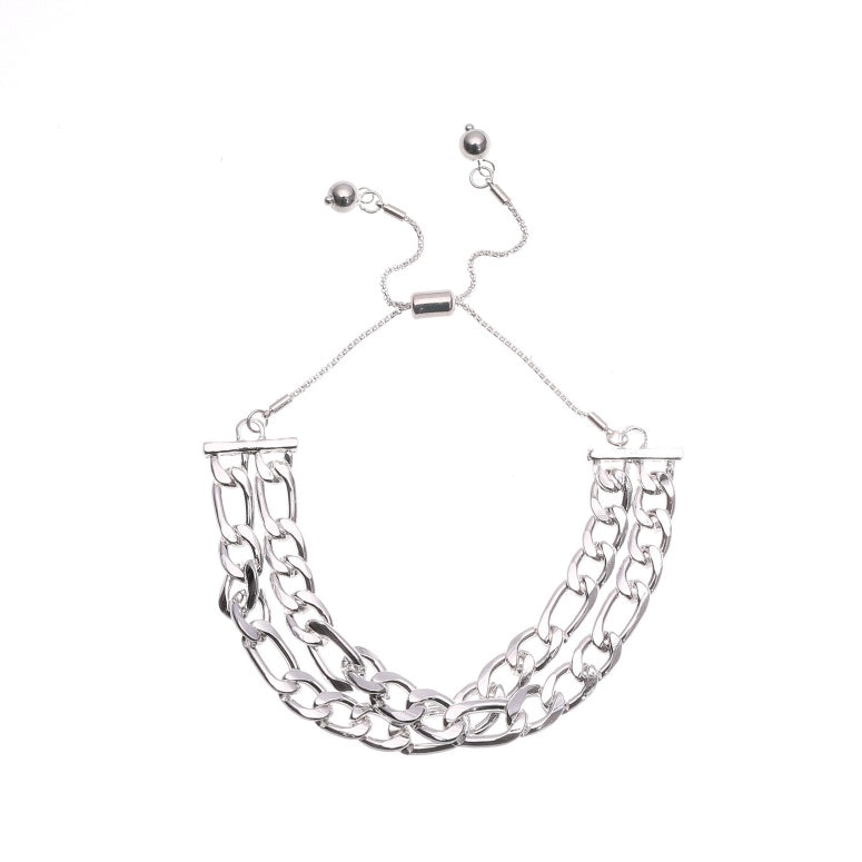 Double Layer Curb Chain Pull Clasp Bracelet - Charming Charlie