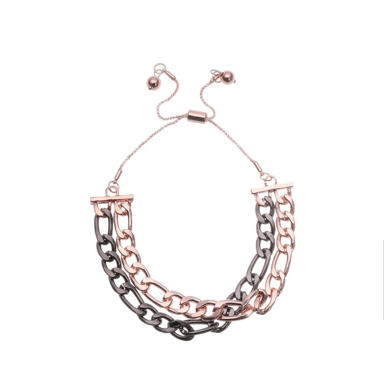 Double Layer Curb Chain Pull Clasp Bracelet - Charming Charlie