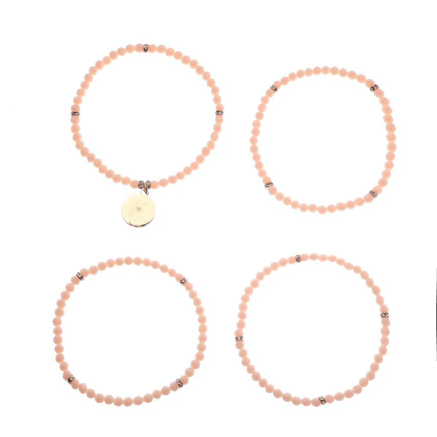 Glass Bead with Charm Stretch Bracelet - Set of 4 - Charming Charlie