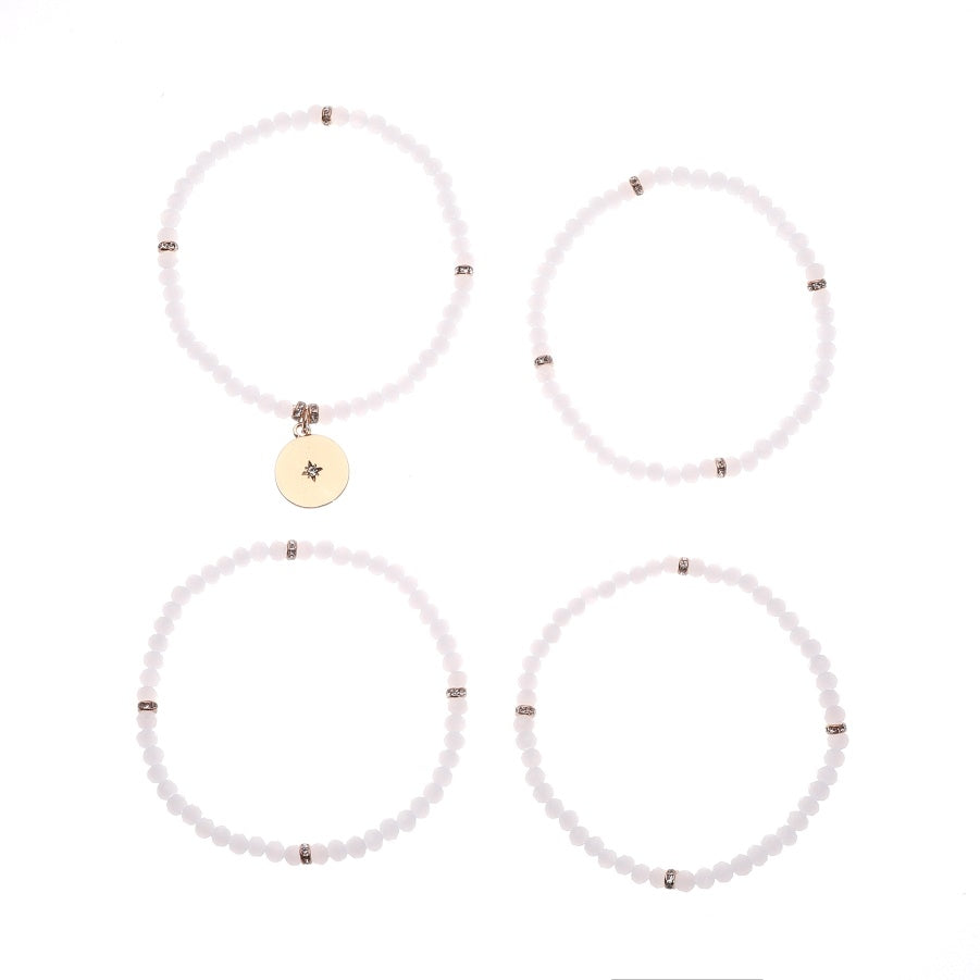 Glass Bead with Charm Stretch Bracelet - Set of 4 - Charming Charlie