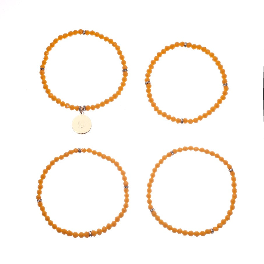 Glass Bead with Charm Stretch Bracelet - Set of 4 - Charming Charlie