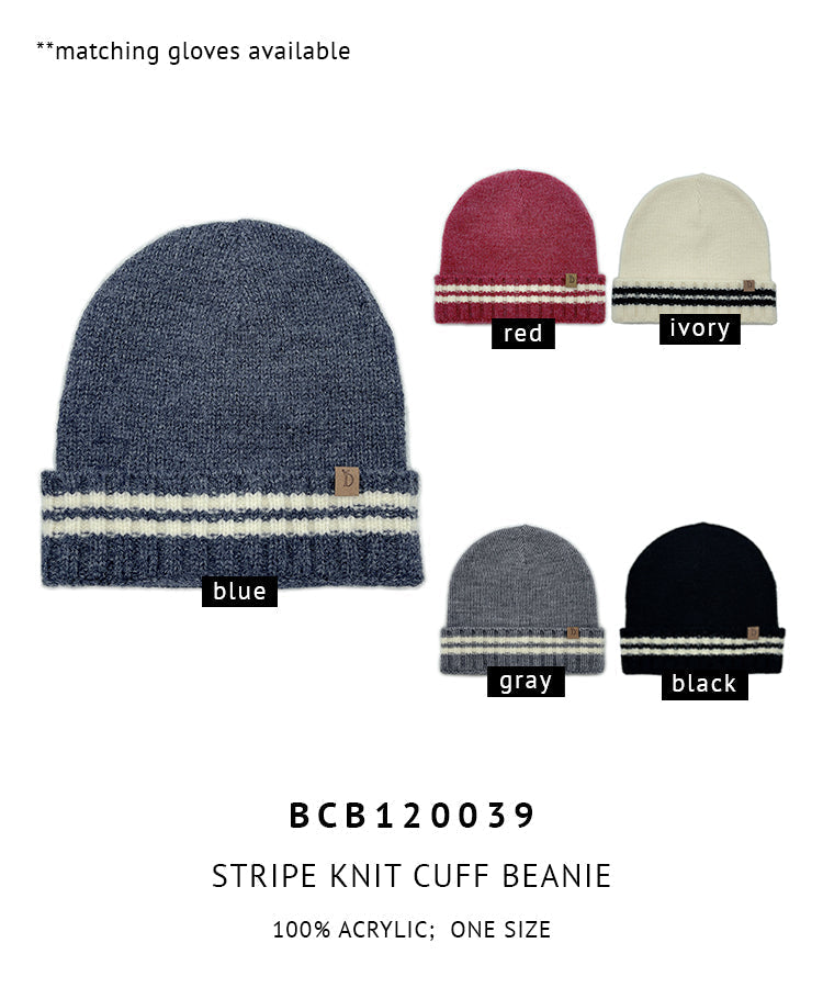 Stripe Knit Cuff Beanie - Charming Charlie
