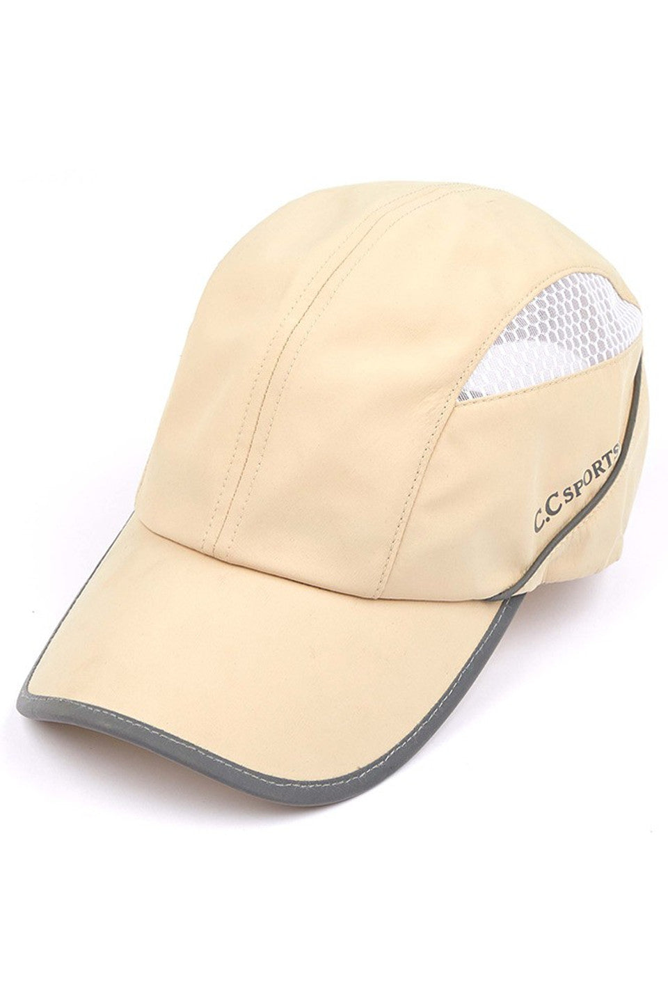 Beige C.C Reflective Cap is a must-have for any outdoor activity. With its reflective material, it provides increased visibility and safety during low light conditions. Made with high-quality materials, it offers comfort and durability for all-day wear. Stay safe and stylish with the C.C Reflective Cap.