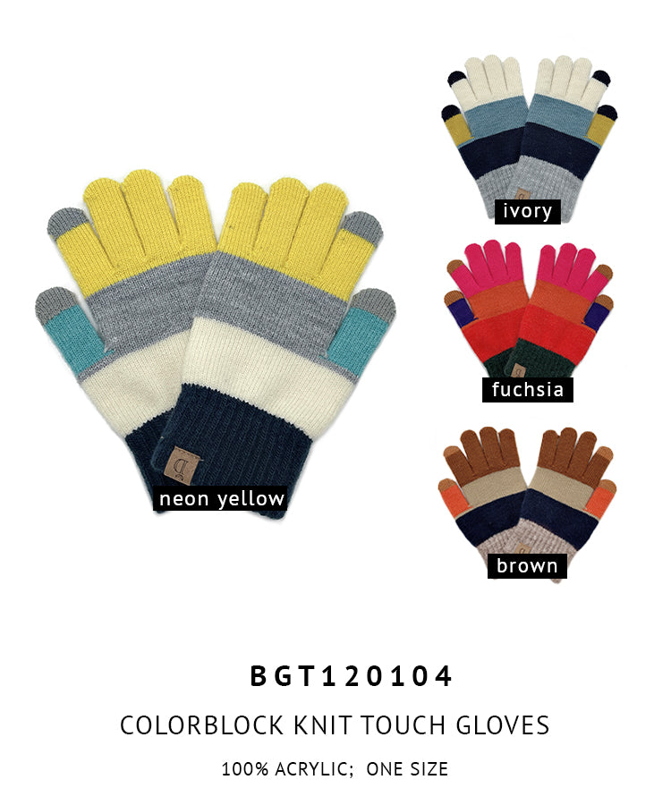 Colorblock Knit Touch Gloves - Charming Charlie