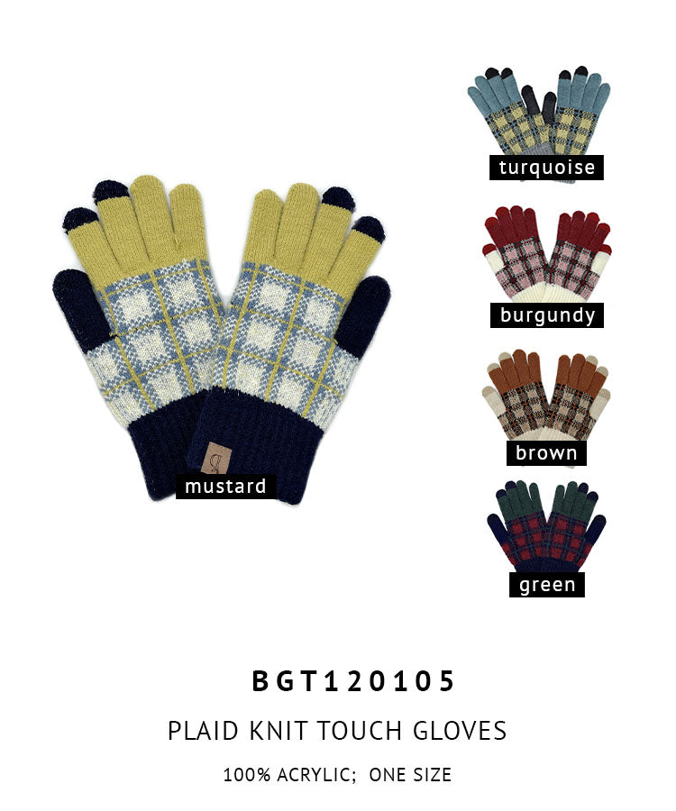 Plaid Knit Touch Gloves - Charming Charlie
