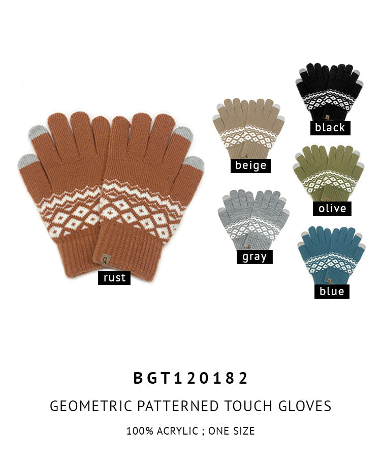 Geometric Patterned Touch Gloves - Charming Charlie