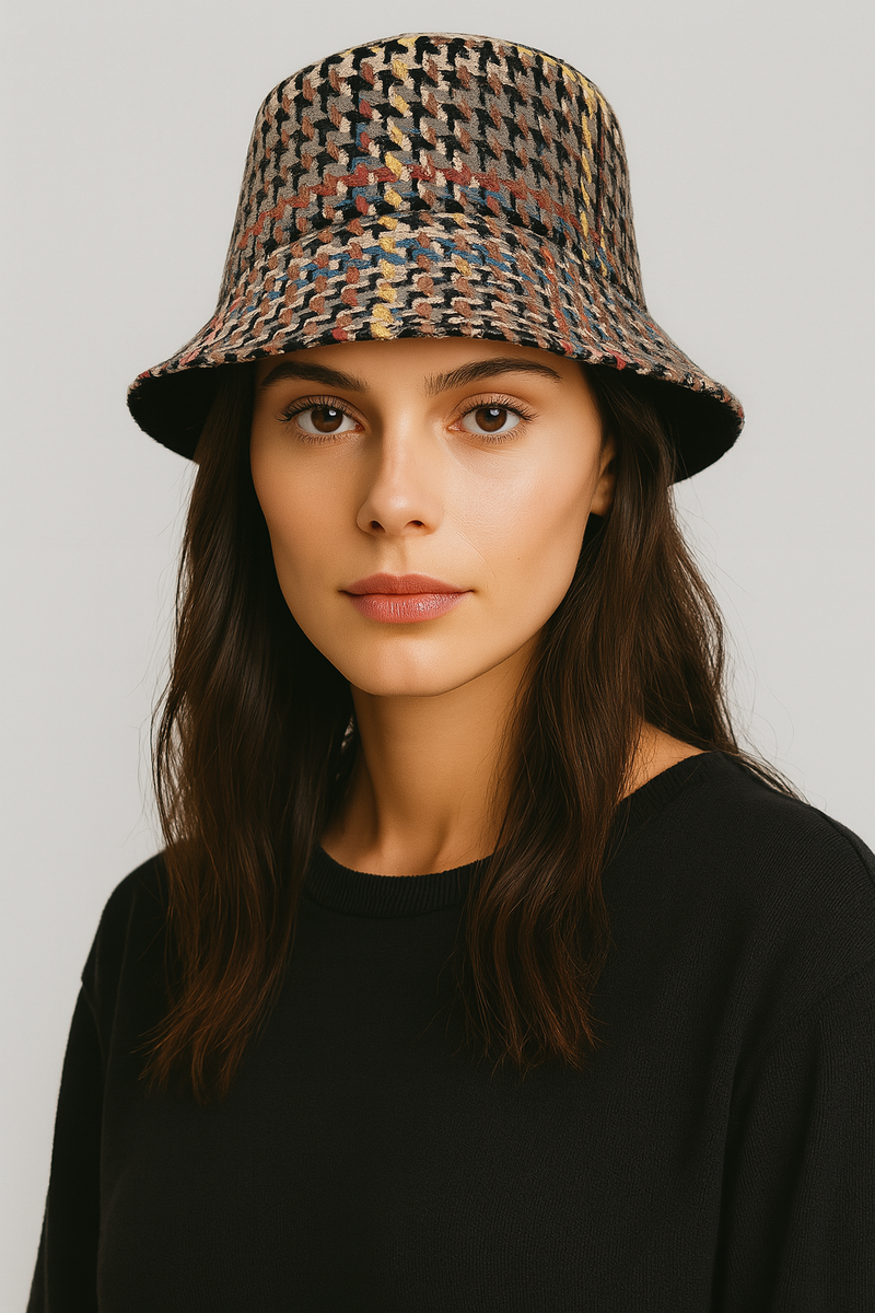Multi Houndstooth Bucket Hat – Charming Charlie display picture 1