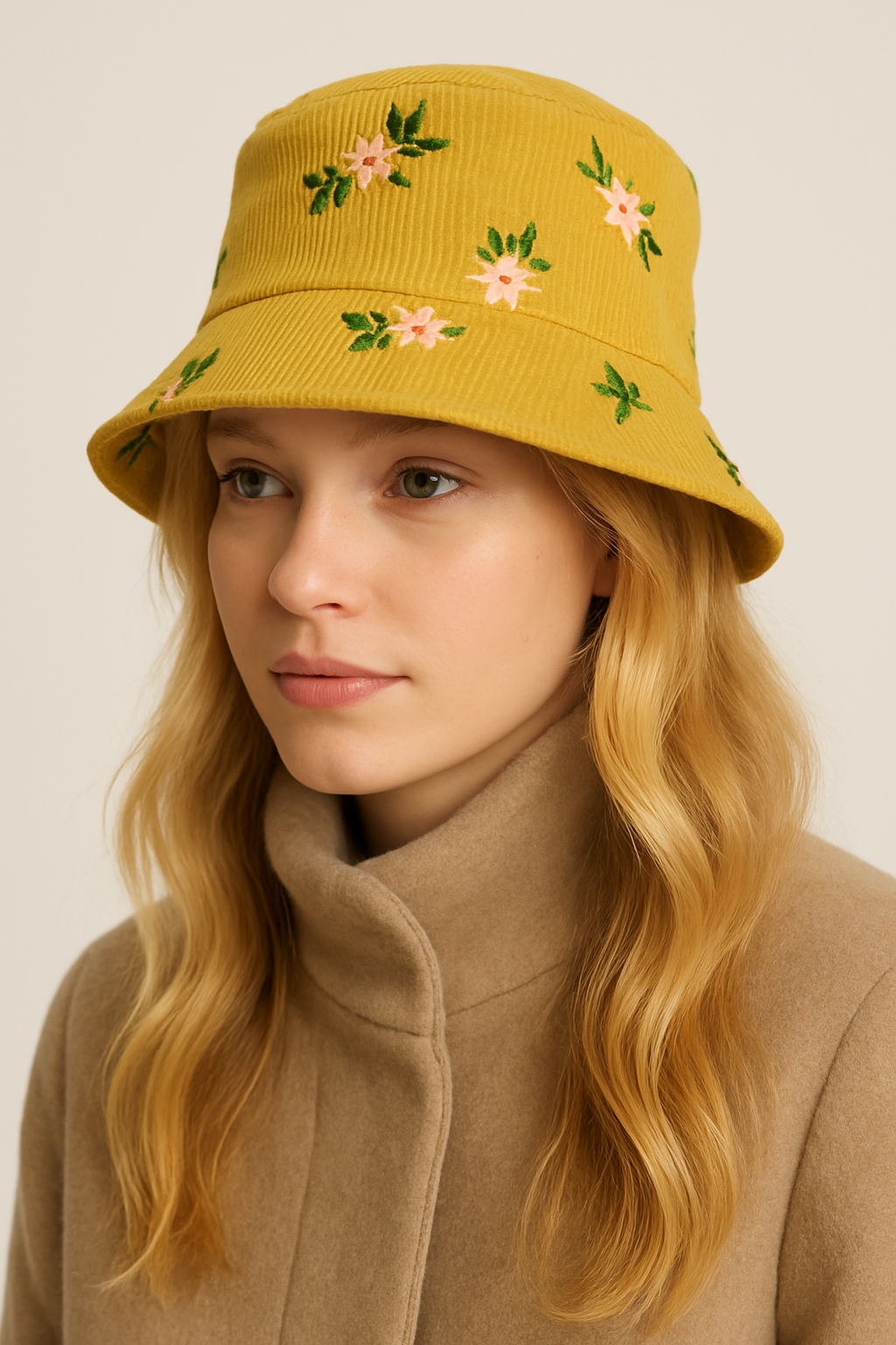 Embroidered Floral Corduroy Bucket - Charming Charlie