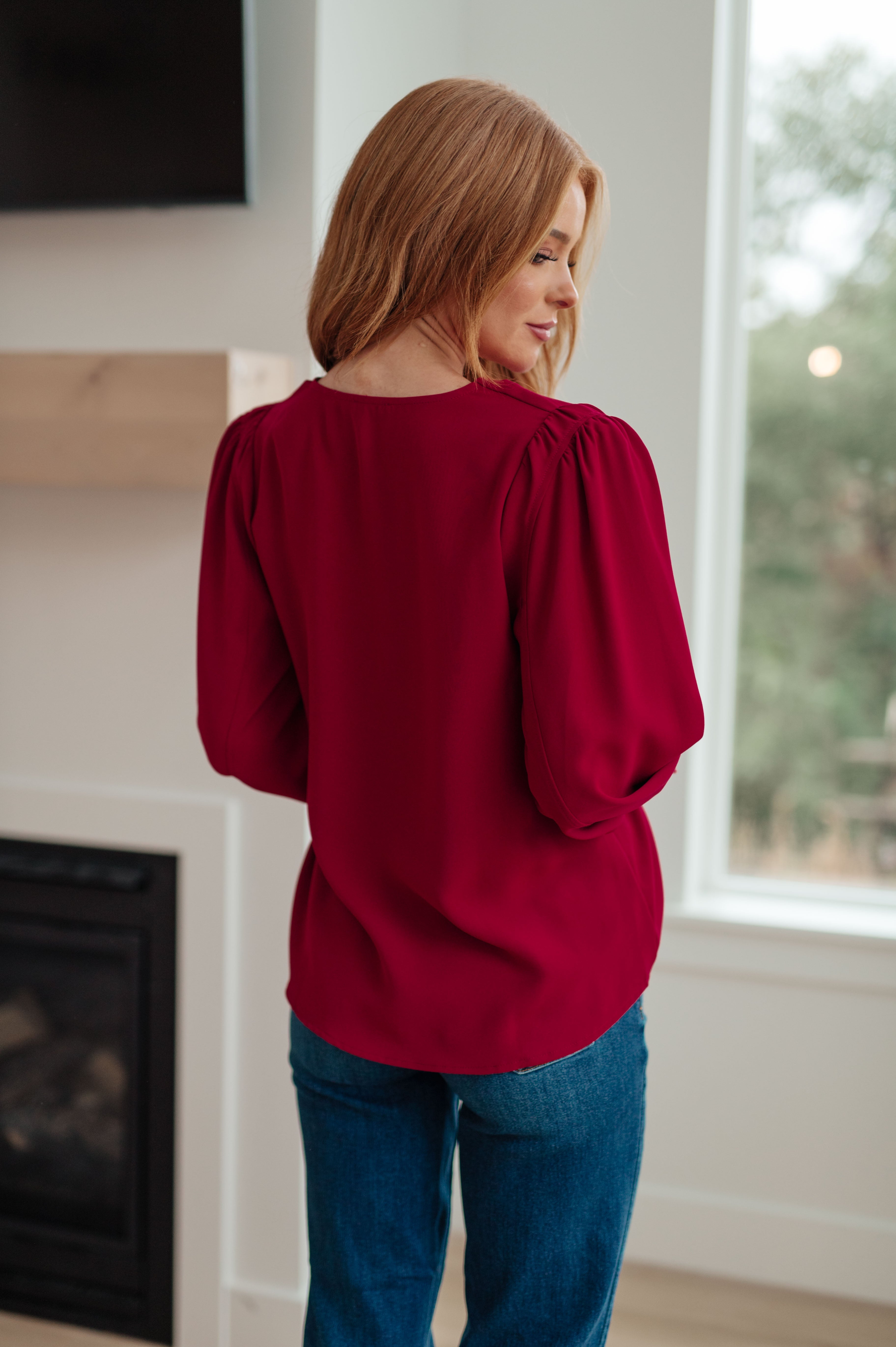 Back in Business V-Neck Blouse - Charming Charlie