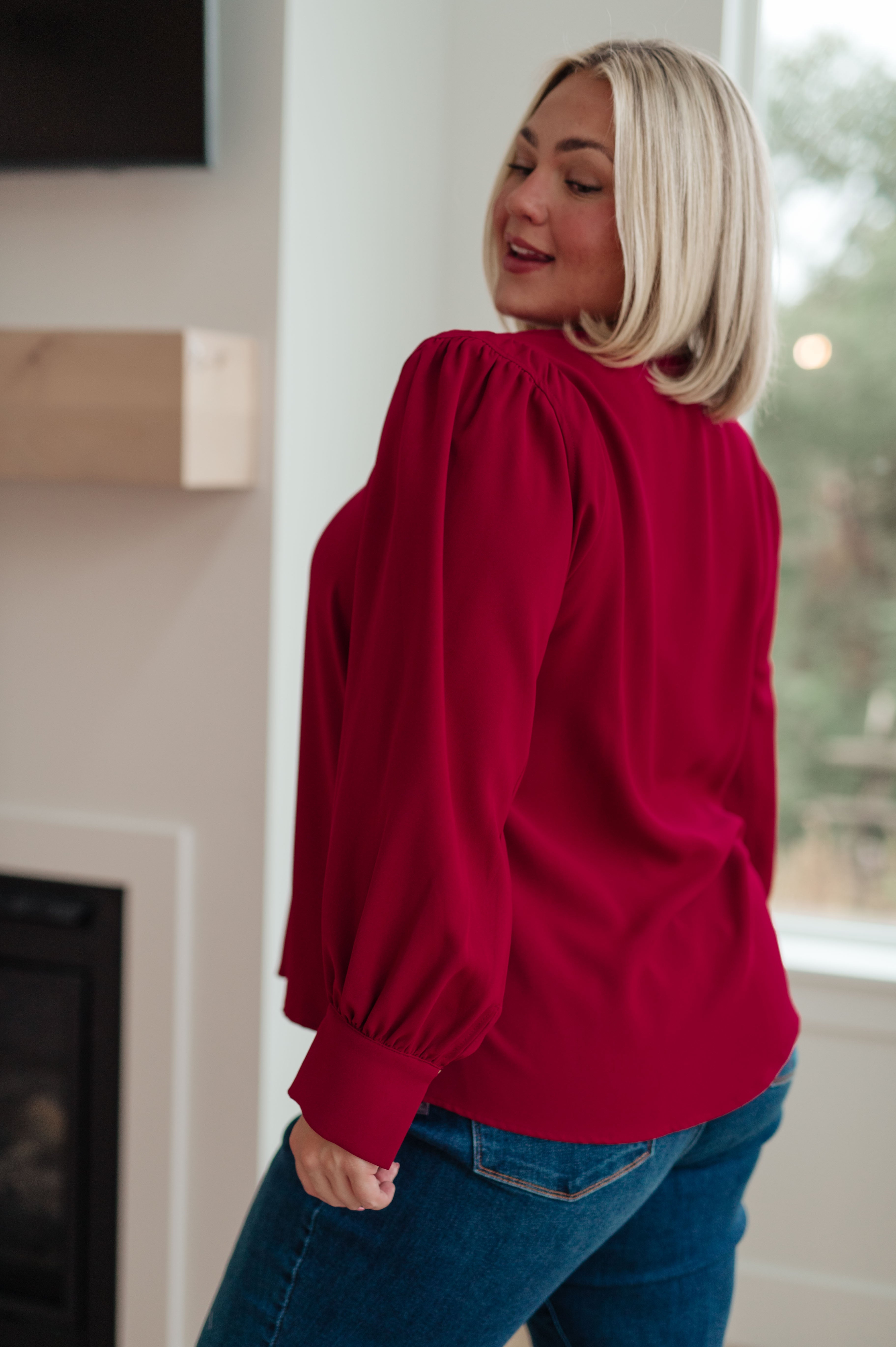 Back in Business V-Neck Blouse - Charming Charlie