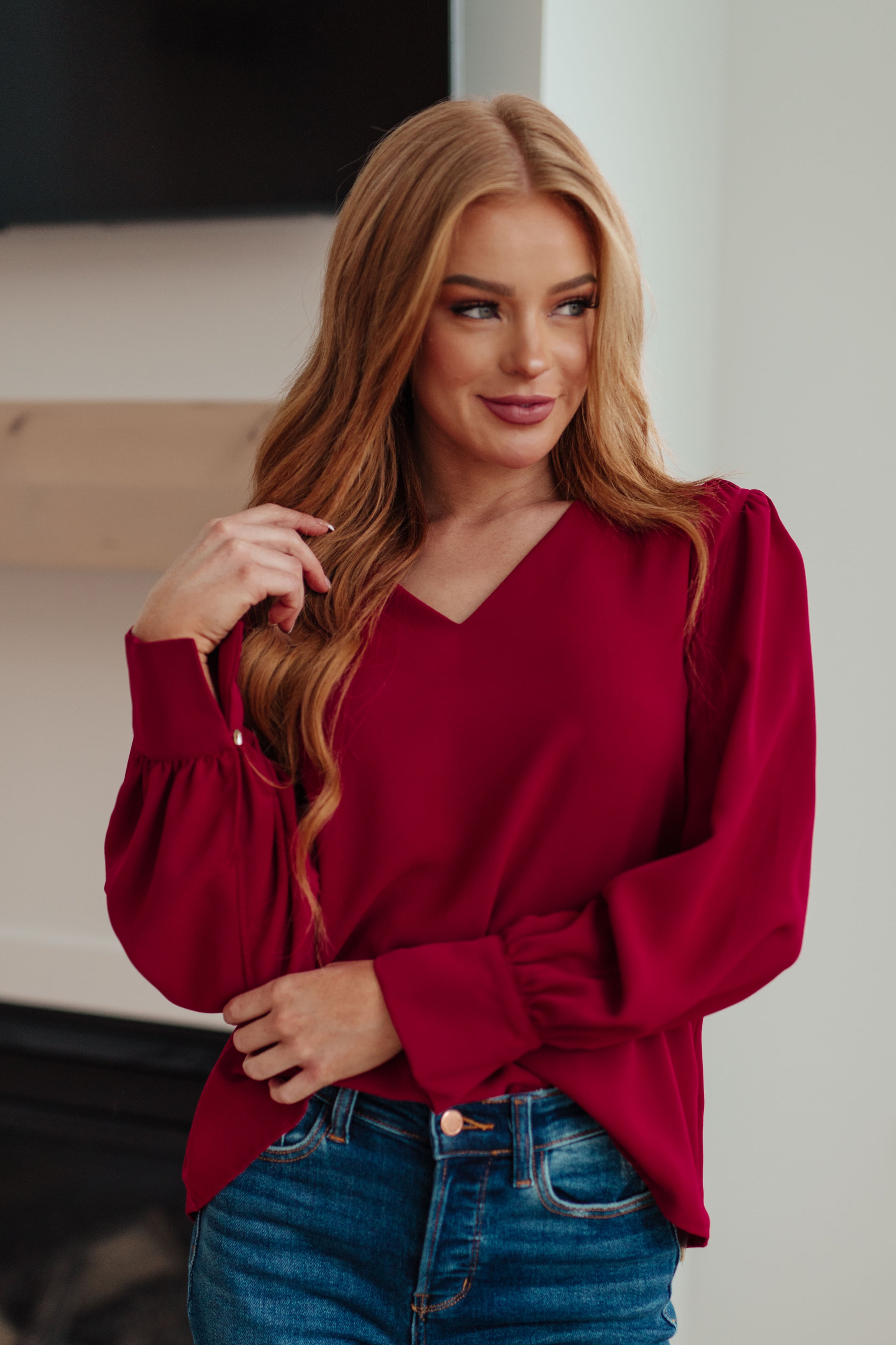 Back in Business V-Neck Blouse - Charming Charlie