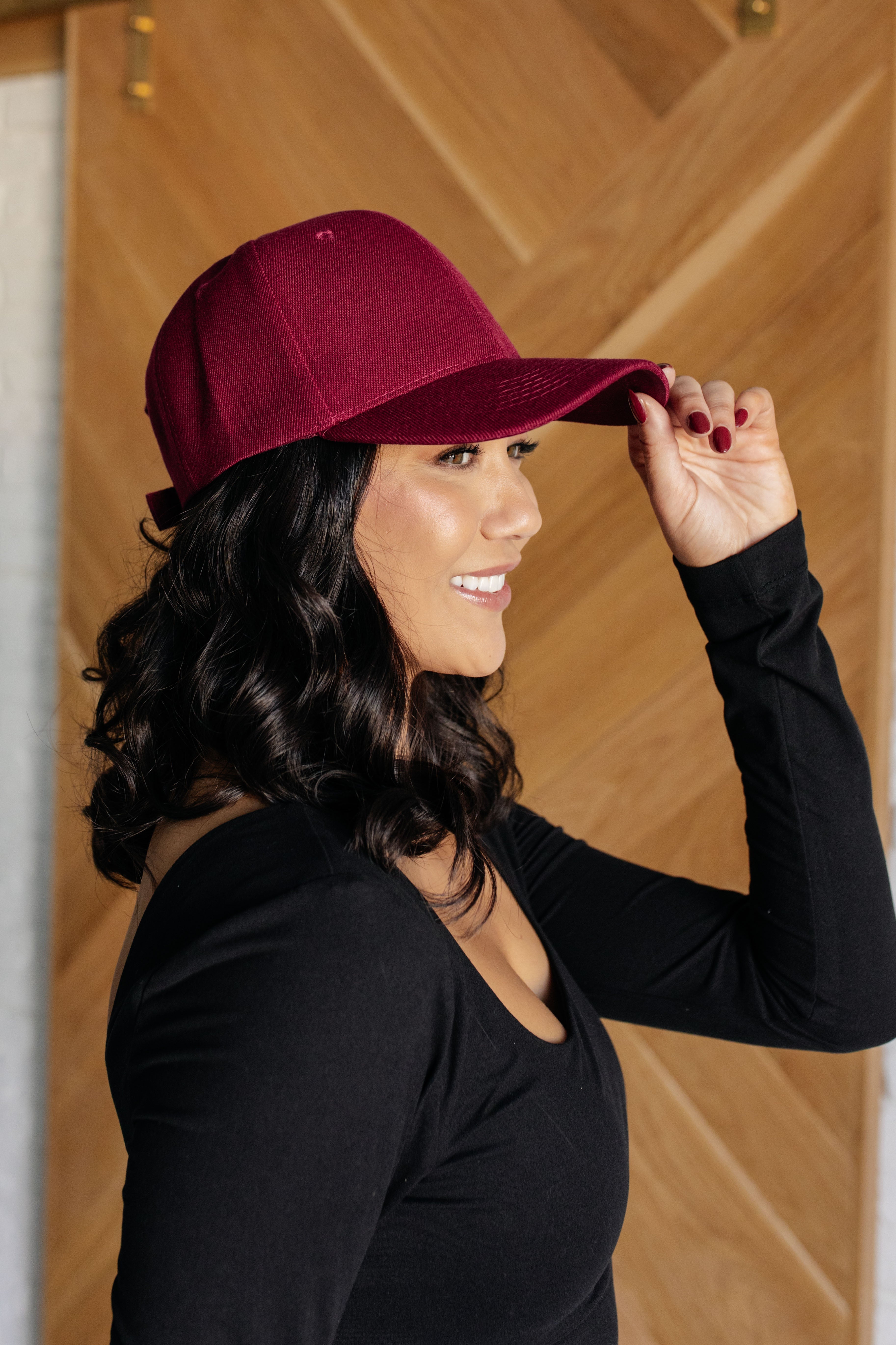 Basic Babe Ball Cap in Wine - Charming Charlie