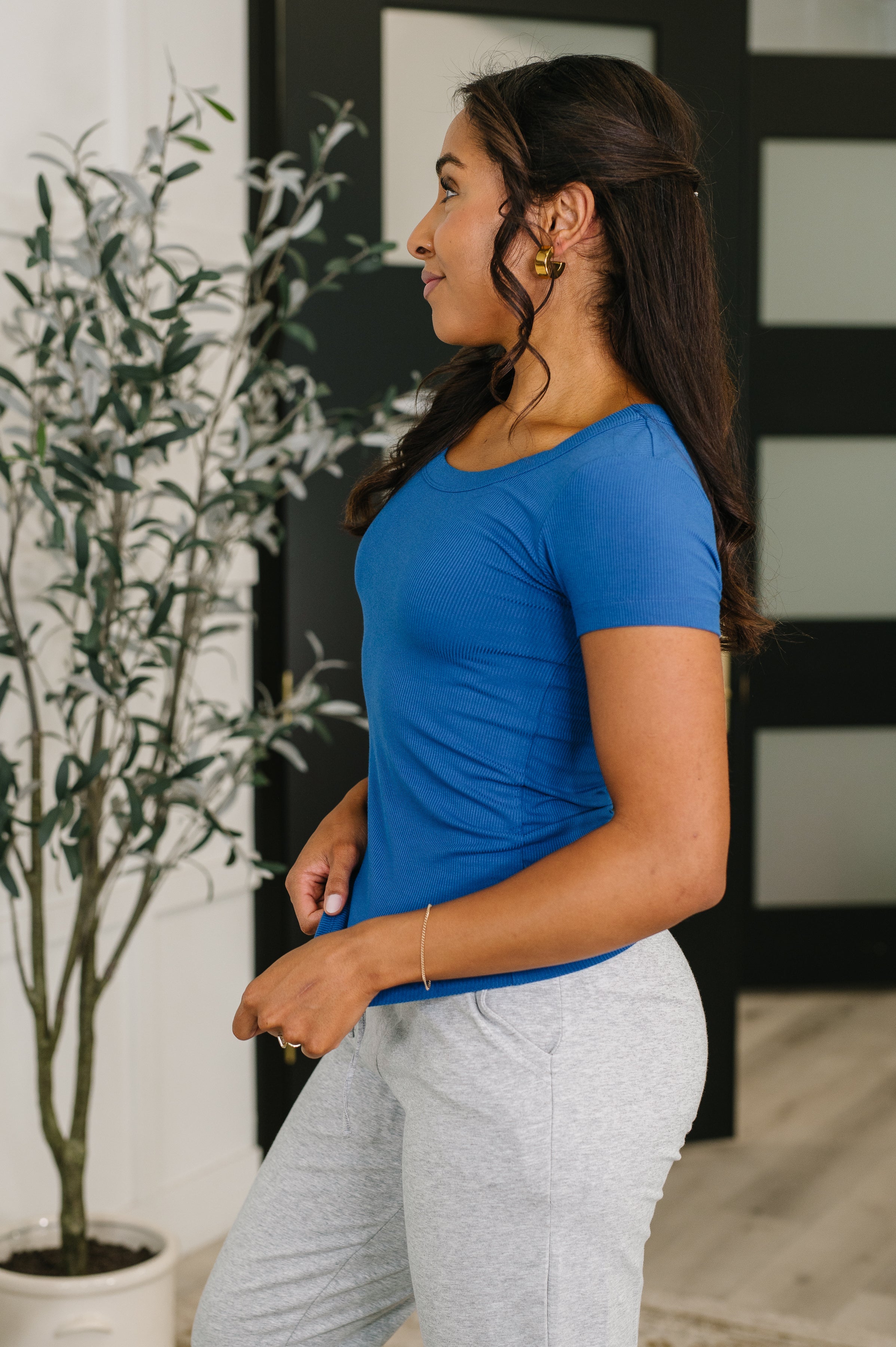 Basically A Part of Me Scoop Necked Tee in Classic Blue - Charming Charlie