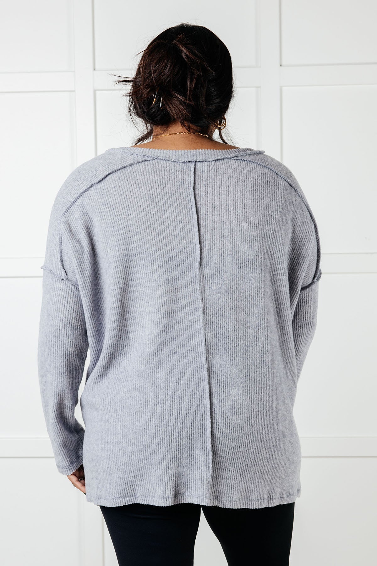 Basically Freezing Brushed Hacci Top in Heather Grey - Charming Charlie