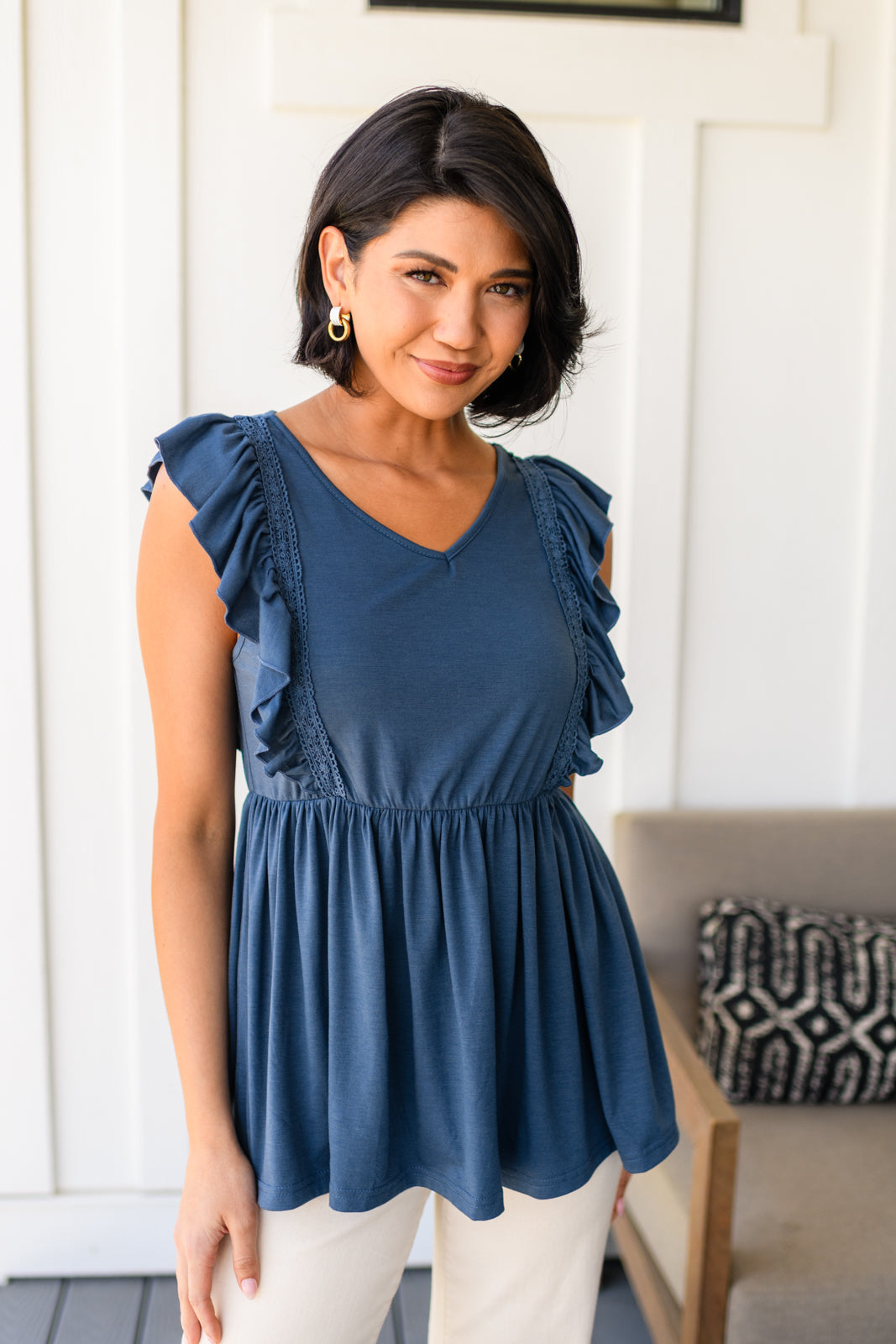 Before Now Ruffled Babydoll Top - Charming Charlie