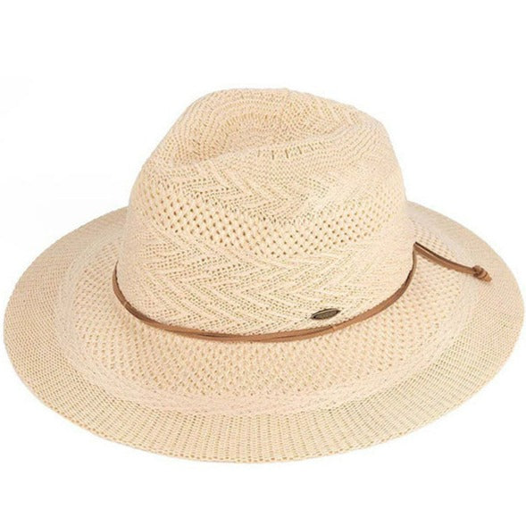 Beige C.C Multi Pattern Suede String Band Panama Hat. Before running out the door into the air, you’ll want to reach for these summer Panama Hat to keep you incredibly relax as a great hat can keep you cool and comfortable even when the sun is high in the sky. Perfect for keeping the sun off of your face, neck, and shoulders. ideal for travelers who are on vacation or just spending some time in the great outdoors.