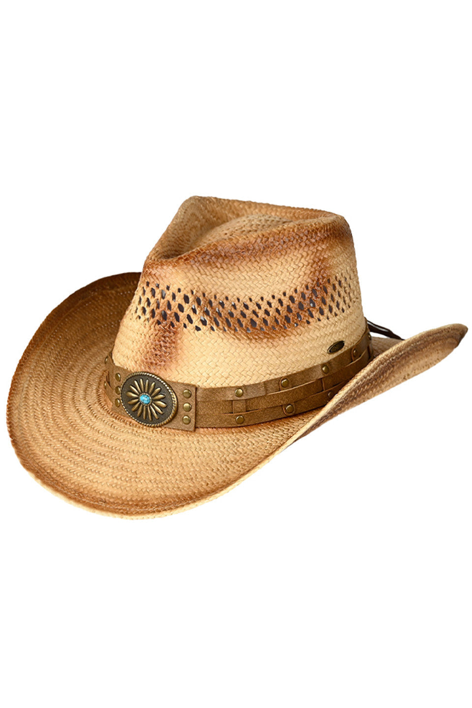 Beige C.C. Weaved Vegan Suede Band Tea-Stain Cowboy Hat is the perfect accessory for any cowboy or cowgirl. Made with vegan suede, this hat is both stylish and environmentally friendly. The tea-stain design adds a touch of rustic charm. The weaved band is both durable and fashionable. Upgrade your style while reducing your carbon footprint with this must-have cowboy hat.