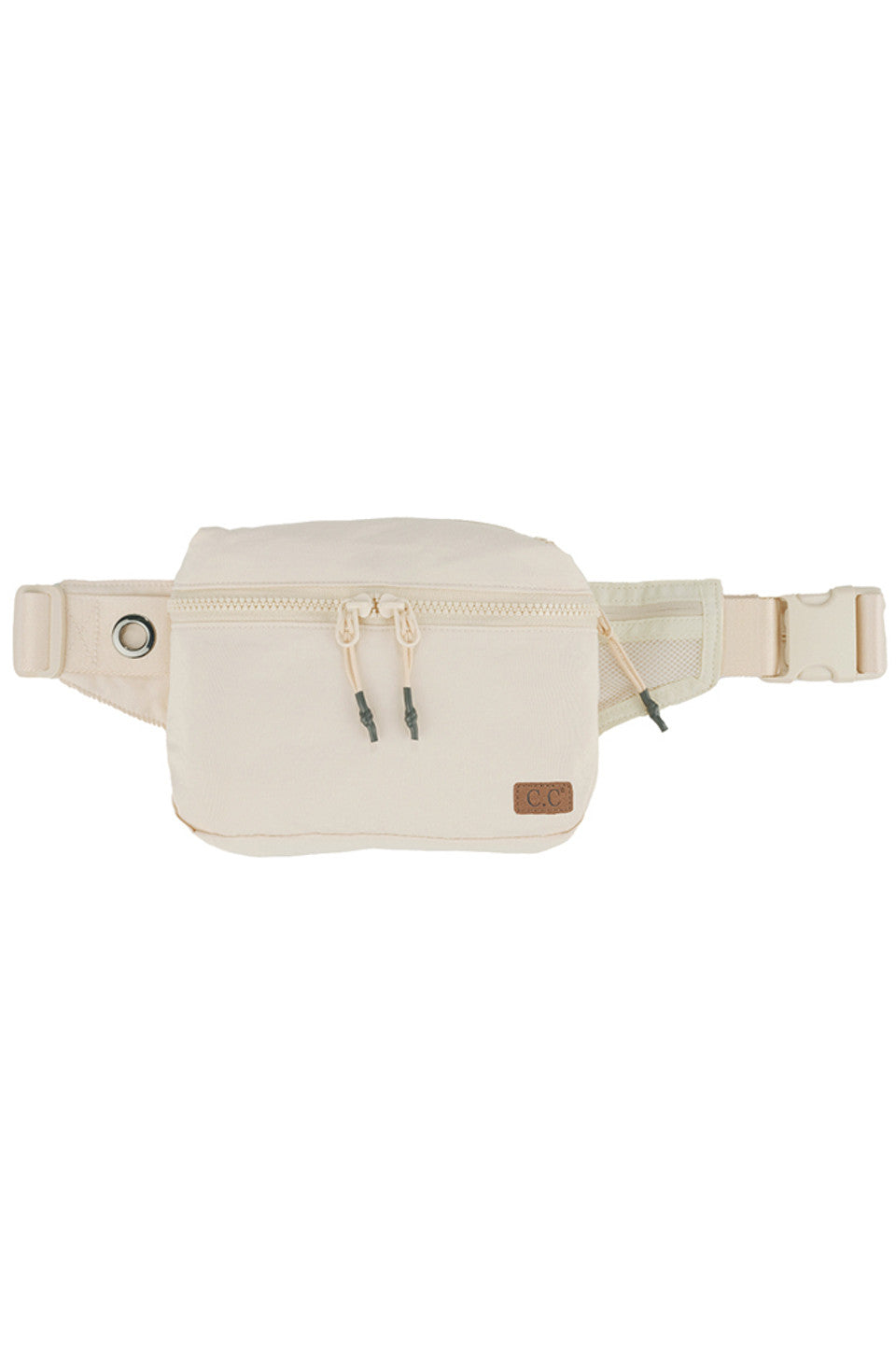 Beige C.C Zipper Fanny Pack is a versatile and stylish accessory that provides hands-free convenience and organization. With a durable yet lightweight construction, this fanny pack is perfect for everyday use as well as travel and outdoor activities. Its convenient zipper design ensures secure storage of essentials, making it the perfect choice for those on the go.