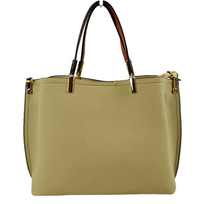 Beige Simpler Times Bucket Crossbody Bags For Women. A great everyday casual shoulder bag composed of Faux leather. A simple design with subtle gold hardware details on the closure. Magnetic snap closure for an inner zipper pouch opening spacious to hold your phone, wallet, and other essentials securely.