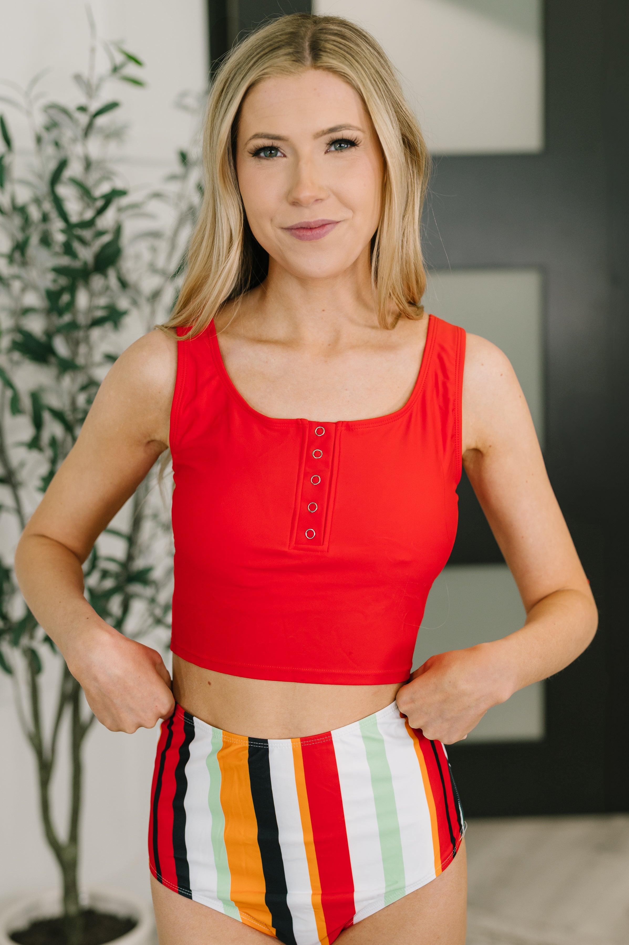 Bermuda Stripe Bottoms in Red - Charming Charlie