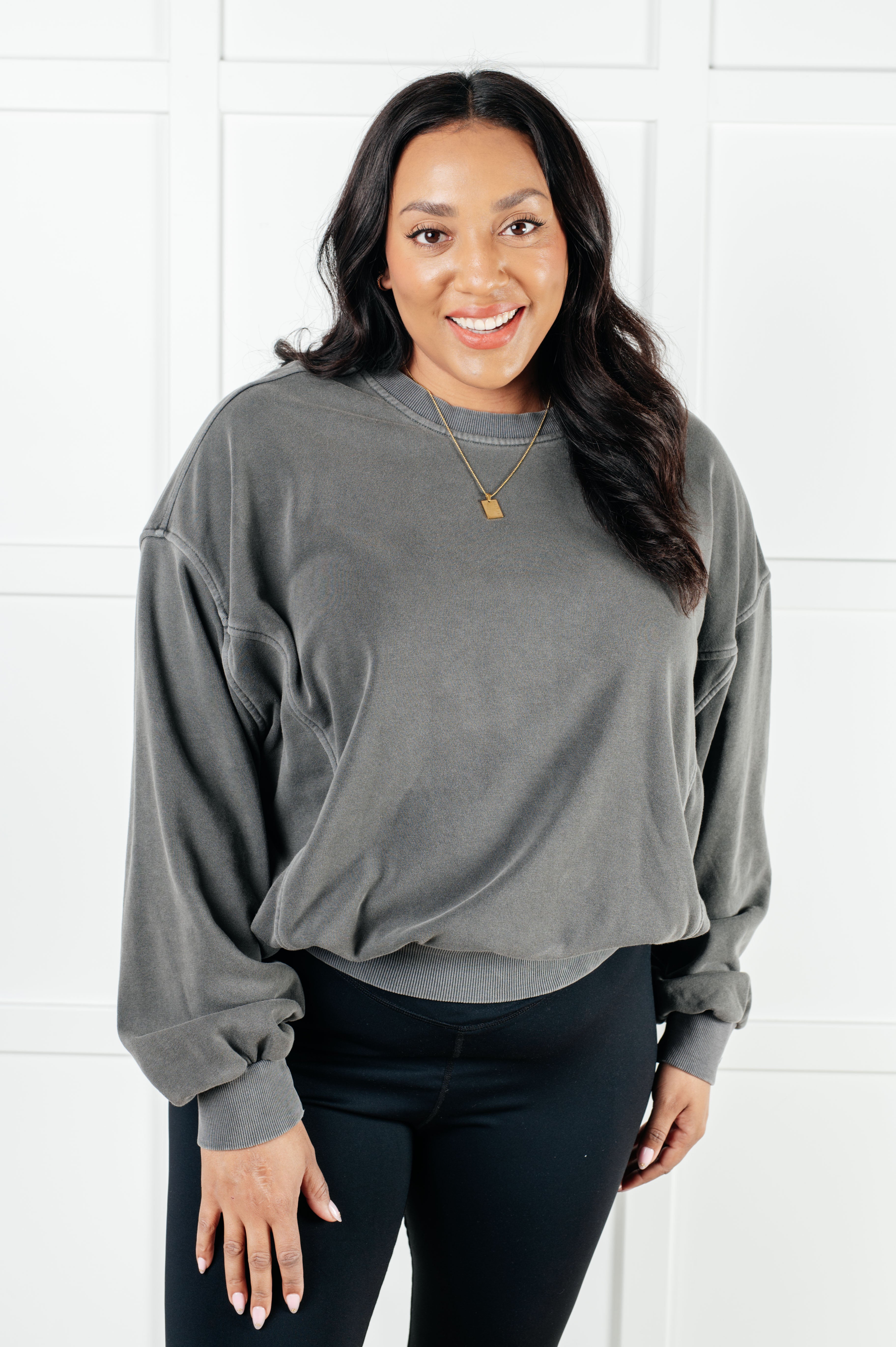Beyond the Basics Pullover in Ash Black - Charming Charlie